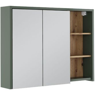 Vicco Mobile a specchio per bagno Viola, Verde/Artigianale, 100 x 75 cm con ripiani aperti, Vicco