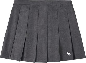 Sporty & Rich SRC Wool School Skirt - Dames - Korte rokken - Grijs - M - Wol - Rokken