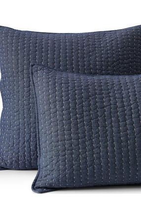Lands End Seed Stitch Quilted Pillow Sham in Dark Chambray at Nordstrom, Size Standard