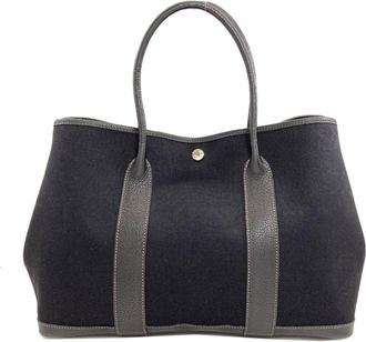 Herm&egrave;s Black Toile Officier Negonda Leather Tote Bag (Pre-Owned)