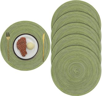 OEM Juego De 6 Manteles Individuales Tejidos, Redondos, De 38 Cm, Lavables, Antideslizantes Y Resistentes Al Calor (verdes)