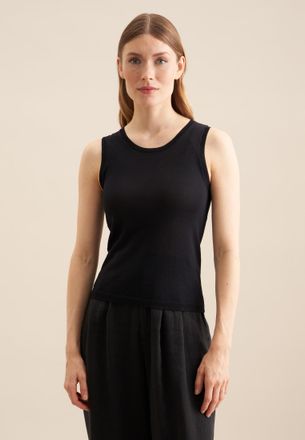 Seidensticker Strickpullover SEIDENSTICKER Schwarze Rose, Damen, Gr. XL, schwarz, 52% Polyester, 48% Manila, regular fit, Rundhals, Pullover Strickpullover, Ohne Ar