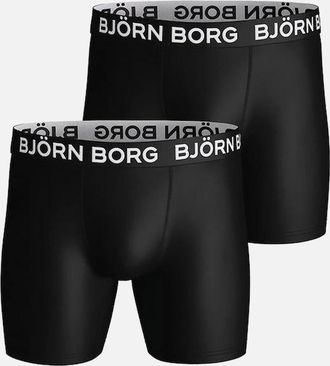 Björn Borg Mens 2-Pack Performance Boxer Trunks, Black - Size: 37/36/32