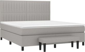 vidaXL Vidaxl - Cama Box Spring Con Colch&oacute;n Tela Gris Claro 160x200 Cm