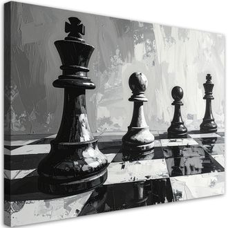 Feeby Impresi&oacute;n De Imagen, Ajedrez 3d Rey Peones Abstracci&oacute;n En Blanco Y Negro, 120x80