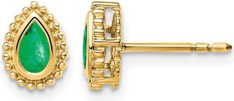 Diamond2Deal 14k Gold Pear Emerald Stud Earrings