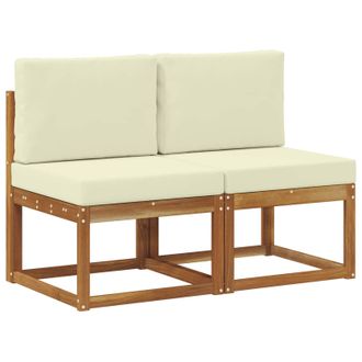 vidaXL 2 Pieza Sof&aacute; Intermedio De Exterior Madera De Acacia S&oacute;lida Vidaxl