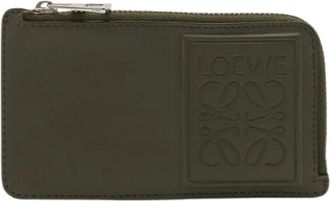 Loewe Pre-owned Anagram Leder Portemonnee Kaarthouder - Dames - Vintage Accessoires - Groen - ONE Size - Leer - Vintage