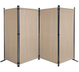 Quick-Star Quick-star - Paravent 4 Teilig 165 X 220 Cm Stoff Raumteiler Trennwand Balkon Sichtschutz Stellwand Faltbar Sand