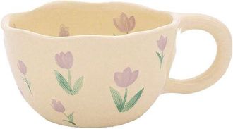 OEM Taza De Cer&aacute;mica Con Motivo Floral, Regalo Pr&aacute;ctico Para Mujeres, Taza De Caf&eacute;, Taza Bonita, Taza Creativa Y Est&eacute;ticamente Agradable (morada)