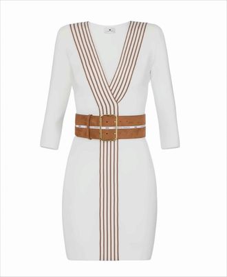Elisabetta Franchi Knit Dress With Striped Bands
