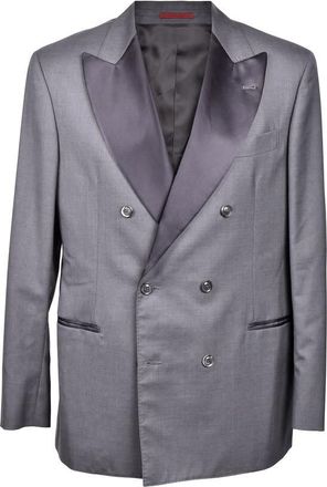 Brunello Cucinelli Gray Wool Silk Tuxedo Blazer, Brand Size 50 (US Size 40)