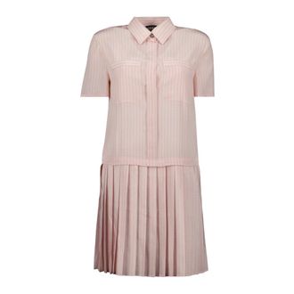 Versace Kleedjes, Dames, Roze, XS, Zijden overhemdjurk met gestreepte print