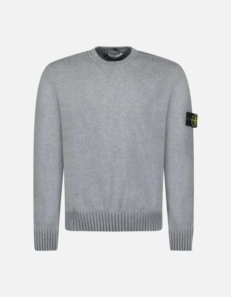 Stone Island Mens Stone Island Thick Knitted Compass-Badge Sweater in Grey - Size: 40
