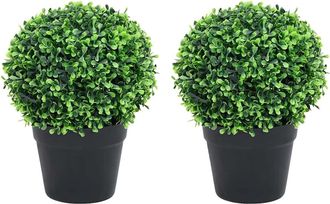 vidaXL Plantas De Boj Artificial 2 Uds Forma Bola Maceta Verde 37 Cm Vidaxl