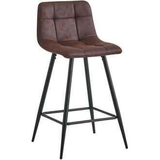 Home Heavenly Home Heavenly - Pack 2 Taburetes Altos Dio, Tapizados En Tela Acolchada Y Patas Met&aacute;licas Negras, Respaldo Alto Color: Marr&oacute;n