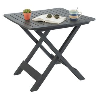Dmora Dmora Table De Camping Pliante Rectangulaire, Made In Italy, 79 X 72 X 70 Cm, Couleur Anthracite