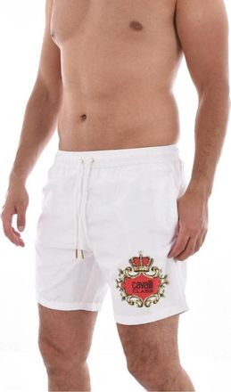 Cavalli Logo Print Zwemshorts - Klassiek - Heren - Strandmode - Wit - M - Polyester - Badmode