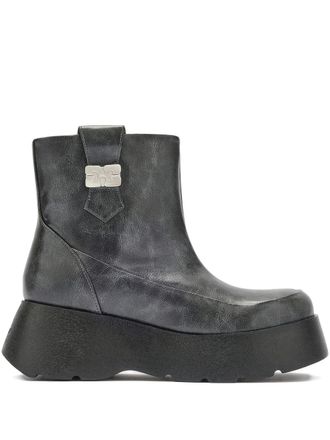 Ganni Kat pull-tab platform boots - Grey