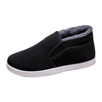 Generic Mens Slip on Shoes Size 5.5 Winter Thick Warm Fur Lined Snow Boots Fuzzy Comfortable Walking Booties Outdoor Casual Anti-Slip Rubber Sole Shoes for Co