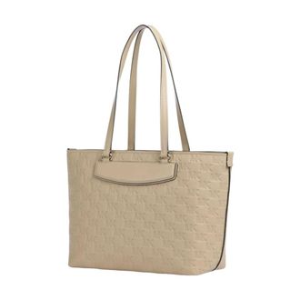 Michael Kors Tassen, Dames, Beige, ONE Size, Leer, Jet Set Travel Medium Logo Embossed Leather Tote