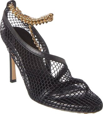 Bottega Veneta Mesh & Leather Ankle Strap Sandal