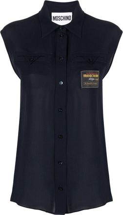 Moschino sleeveless silk shirt - women - Silk - 40 - Blue