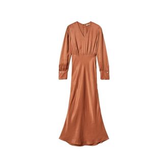 Twinset Gowns, female, Brown, Size: XL Long Satin Dress
