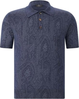 Etro Polo Shirts - Heren - Polos - Blauw - XL - Wol - Tops