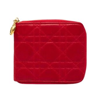 Dior Portafoglio Pre-owned Quilted Lambskin Zip Around - - Pre-owned - Donna - Rosso - ONE SIZE
