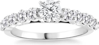 Pompeii3 1 1/2Ct Diamond Engagement Ring Round Cut 14k White Gold With Side Stones