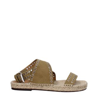 Isabel Marant Green Leather Flat Womens Sandals