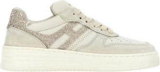 Hogan Glitter Basketball Style Sneakers - Dames - Sneakers - Beige - 37 1/2 EU - Leer - Schoenen