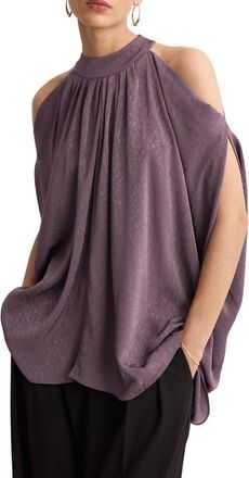Mango Cold Shoulder Satin Top in Purple at Nordstrom, Size Medium