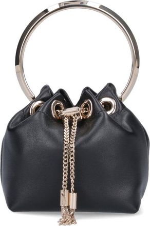 Jimmy Choo London Gathered Leather Handbag with Gold-Tone Chain Tassels