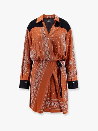 Pinko Abito mesopotamia in viscosa con stampa bandana e profili in georgette - PINKO - gender_Woman