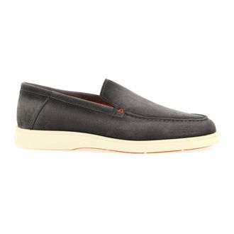 Santoni Schoenen, Heren, Grijs, 44 EU, Leer, Botanist Loafers