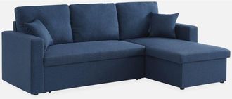 Sweeek Sweeek - Sof&aacute; Cama Esquinero Reversible De 3 Plaza, Ida, Negro, 219x84x68 Cm