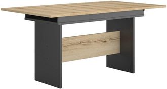 Gami Mesa de comedor con 1 extensión L160-205 cm - Efecto madera y negro