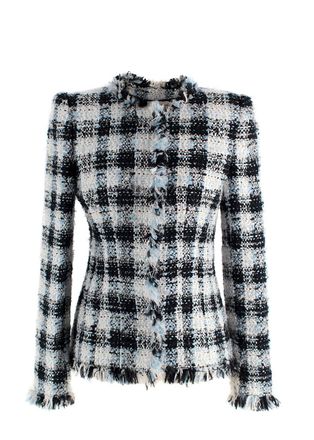 Alexander McQueen Blue and Black Check Tweed Jacket Size XS