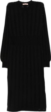 Twinset Kleedjes, Dames, Zwart, L, Gebreide Jurk