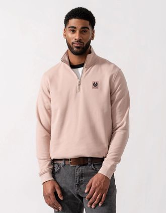 Belstaff Mens Belstaff Quarter Zip Sweatshirt - Fatigue Green - Tan - Size: 42