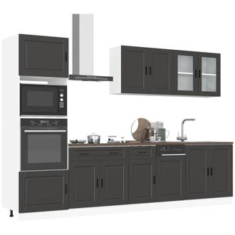 vidaXL Vidaxl - Conjunto De Armarios De Cocina porto De 7 Piezas De Madera De Ingenier&iacute;a Negra