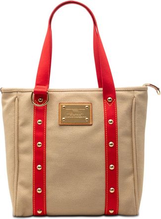 Louis Vuitton Antigua Beige Red Color Canvas Handbag Shoulder Bag Tote Bag (Pre-Owned)