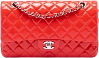 Chanel Pre-owned Vintage Quilted Patent Leather Double Flap Shoulder Bag - Dames - Vintage Schoudertas - Rood - ONE Size - Leer - Vintage