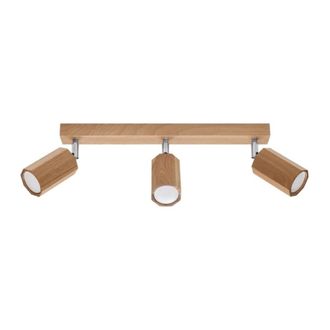 Wonderlamp L&aacute;mpara de techo lineal con 3 focos de madera natural