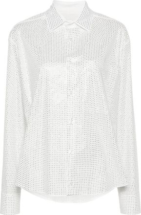 Giuseppe Di Morabito crystal-embellished poplin shirt - women - Cotton/Spandex/Elastane - 40 - White