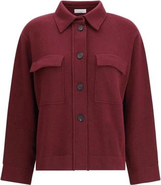 Brunello Cucinelli Jassen, Dames, Rood, XL, Kasjmier, Kasjmier vest met knoopsluiting aan de voorkant