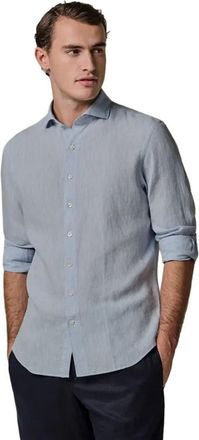 Profuomo Lichtblauwe linnen overhemd Profuomo Slim Fit