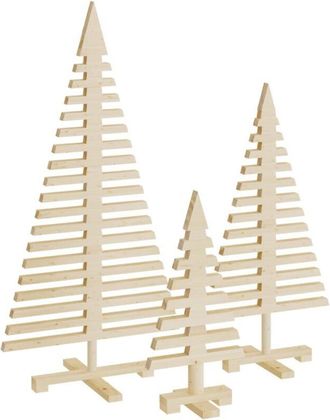 vidaXL vidaXL Alberi di Natale Decorativi in Legno 3pz Legno Massello di Pino